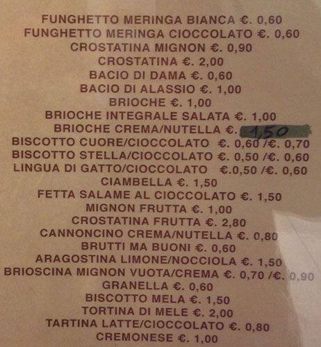 Menu di Panificio SANNA dal 1976 