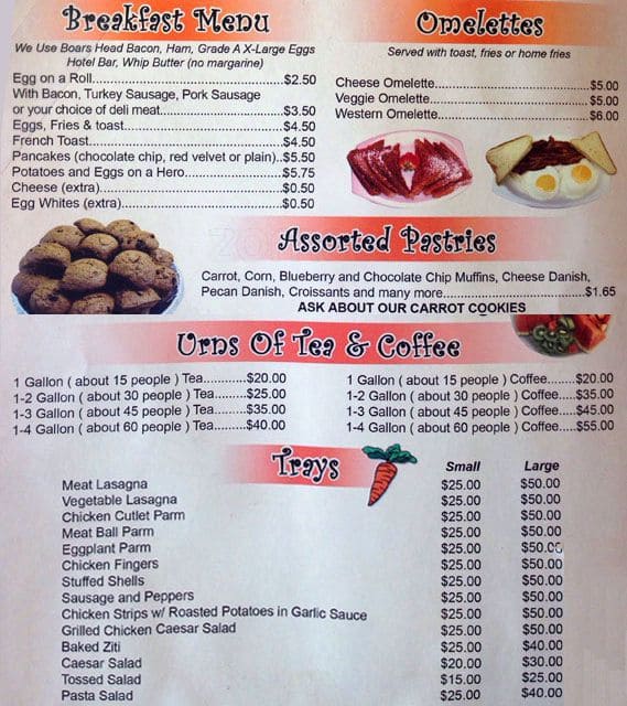 Carrot Top Pastries menu, Menu restauracji Carrot Top Pastries, Inwood