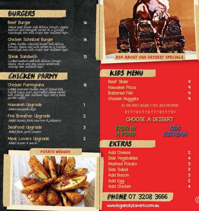 Menu at Logan City Tavern pub &amp; bar, Berrinba