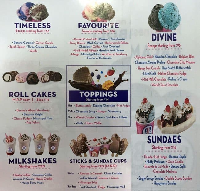 Baskin Robbins Menu, Menu for Baskin Robbins, Mahakali, Mumbai - Zomato