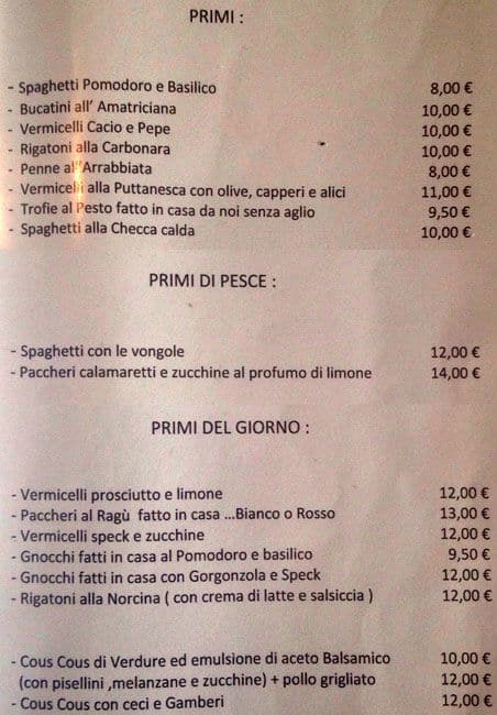 Menu di Ponte Mollo 