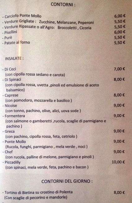 Menu di Ponte Mollo 