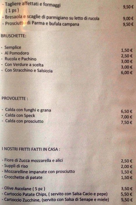 Menu di Ponte Mollo 