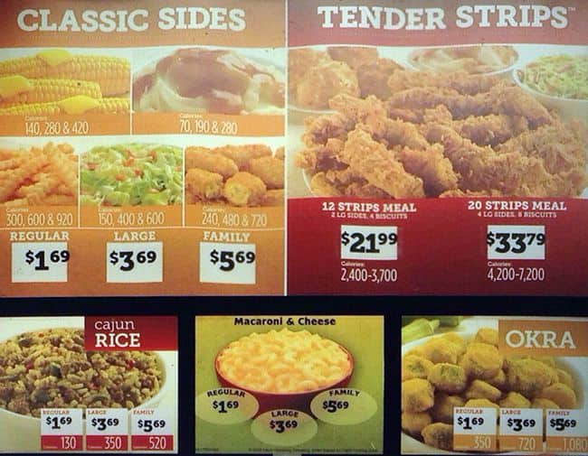 Menu at Church's Chicken fast food, Philadelphia, Frankford Ave