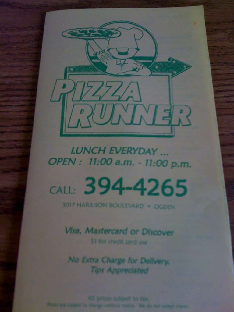 Pizza Runner Menu, Menu for Pizza Runner, Ogden, Salt Lake City