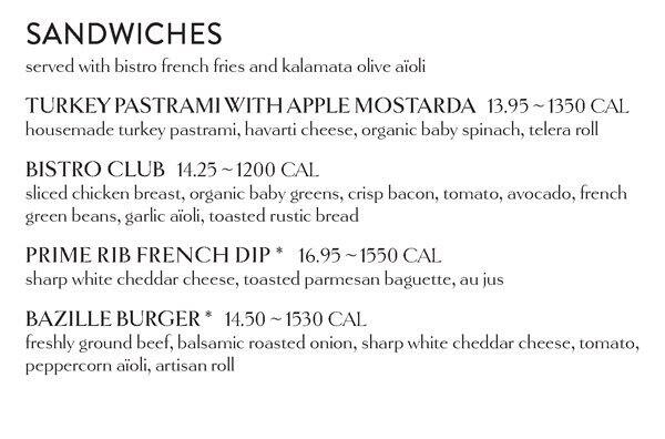 Bazille menu