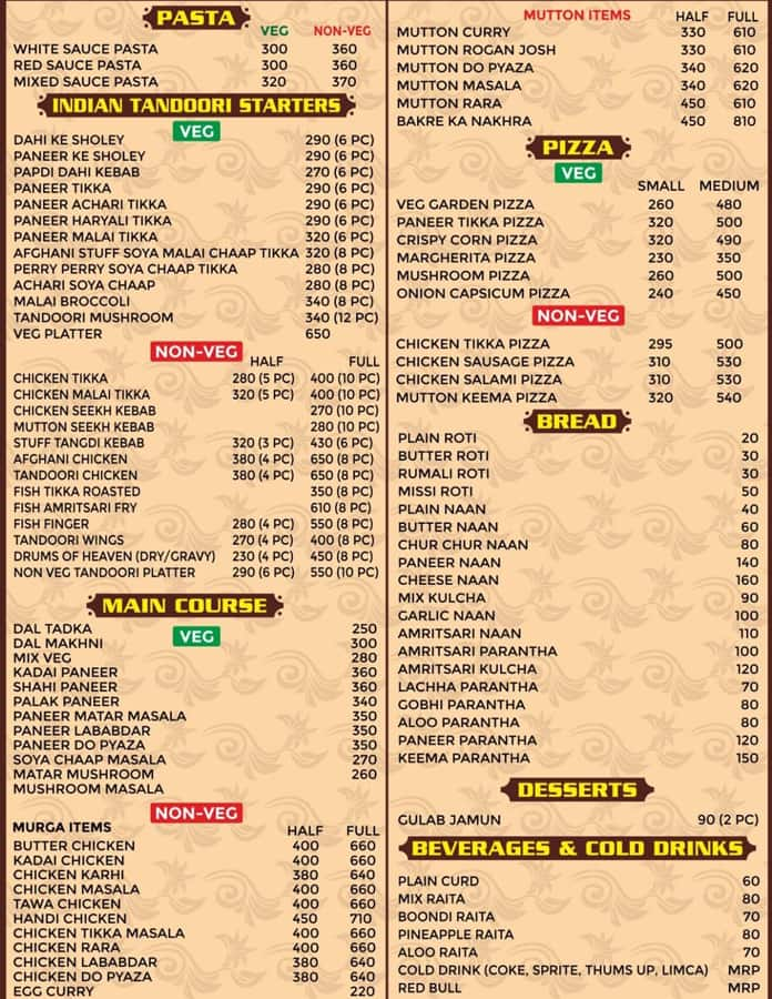 Menu of The OG's Cafe, Uttam Nagar, New Delhi