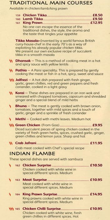 Menu at Surrey Palace restaurant, Epsom, 181 Kingston Rd