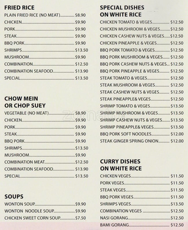 Hollywood Takeaways Menu, Menu untuk Hollywood Takeaways, Kelston