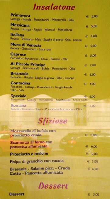 Menu di Pizzeria Al Piccolo Principe 