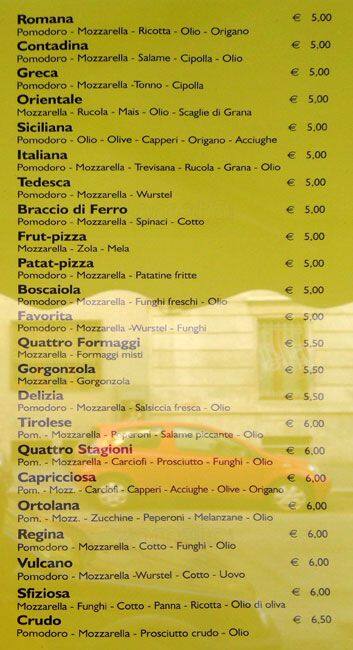Menu di Pizzeria Al Piccolo Principe 