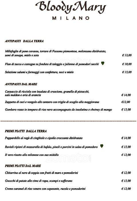 Menu di BloodyMary 