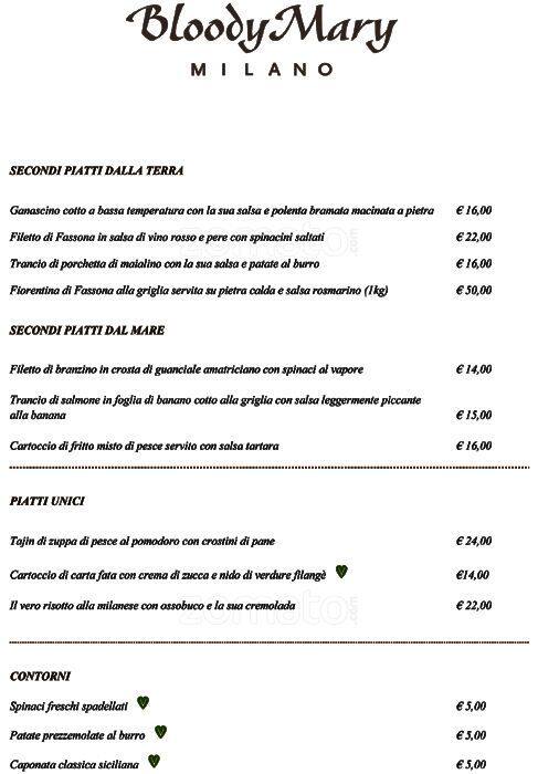 Menu di BloodyMary 