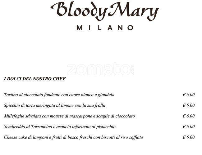 Menu di BloodyMary 