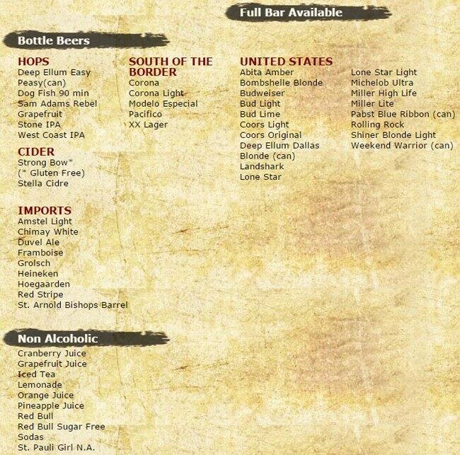 Menu at Porch Swing Pub, Houston