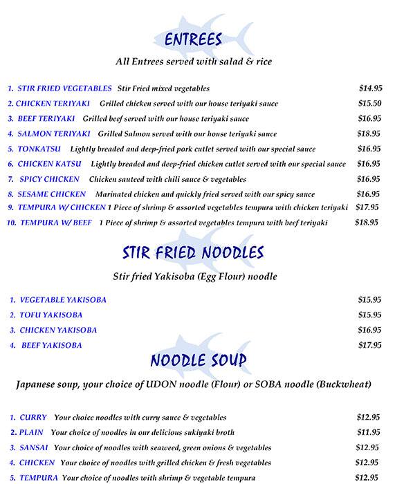 Menu at Goleta Sushi House restaurant, Goleta