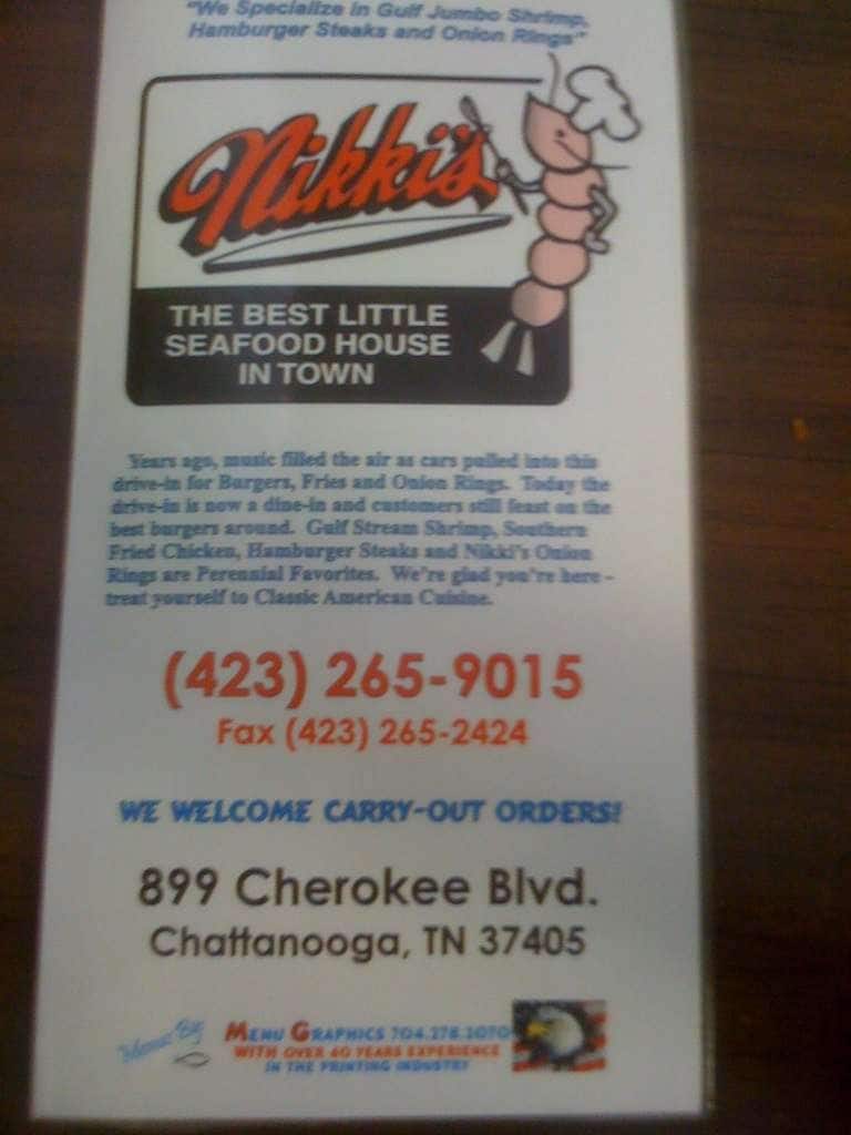 Nikki S Drive Inn Menu For Chattanooga Nikki S Drive Inn Menu