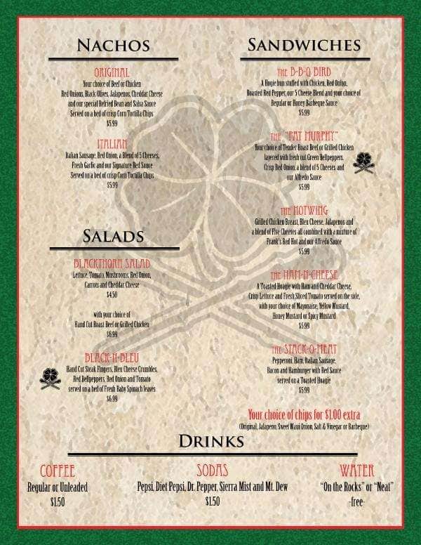 Menu at Blackthorn Pizza & Pub, Joplin