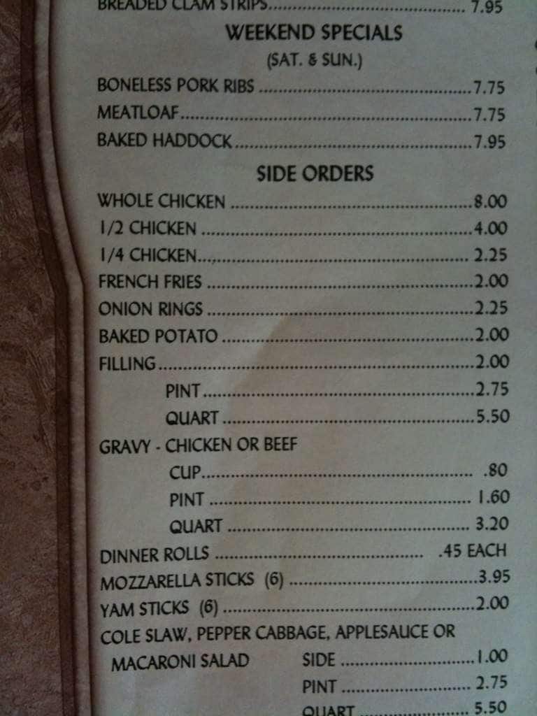 Menu at Kauffman's BarBQue Restaurant, Bethel