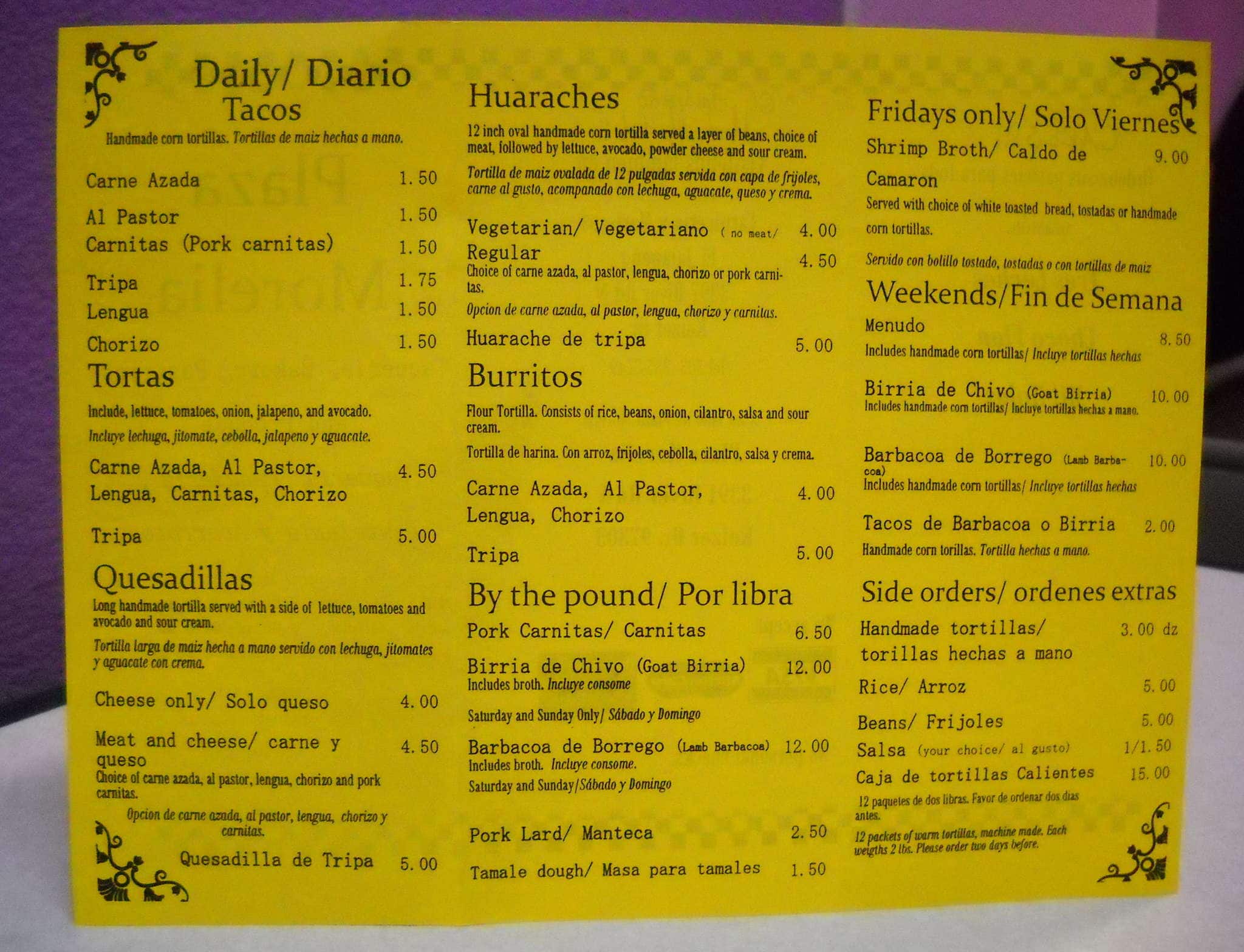 Plaza Morelia Menu, Menu for Plaza Morelia, Keizer, Salem Urbanspoon/Zomato