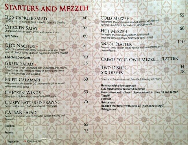 QD's Menu, Menu for QD's, Garhoud, Dubai Zomato