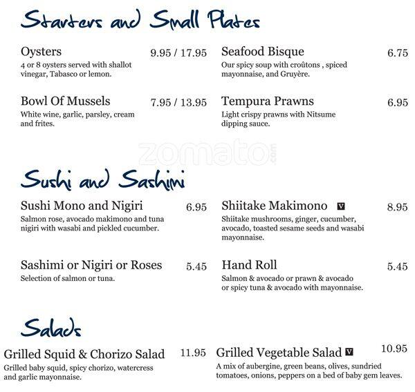 Cape Town Fish Market Menu, Menu for Cape Town Fish Market, Soho