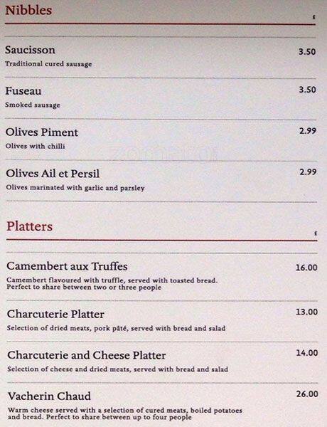 Menu at Nicolas pub & bar, London, 1 Canada Square