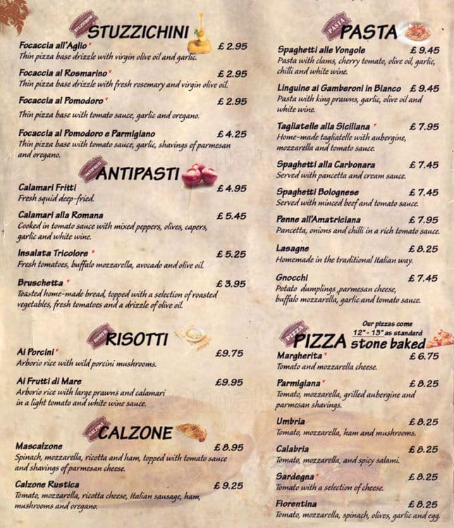 Menu at Natura pizzeria, London, 30 Felstead St