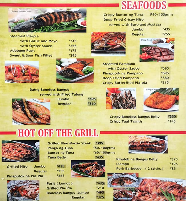 Menu at Sangkalan Restaurant, Quezon City, 37 Visayas Ave