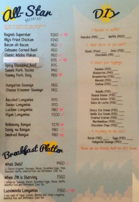 Ally's All-Day Breakfast Place Menu - Zomato Philippines