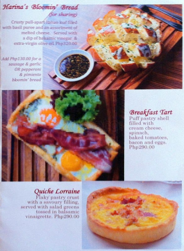 Menu at Harina Artisan Bakery, Quezon City