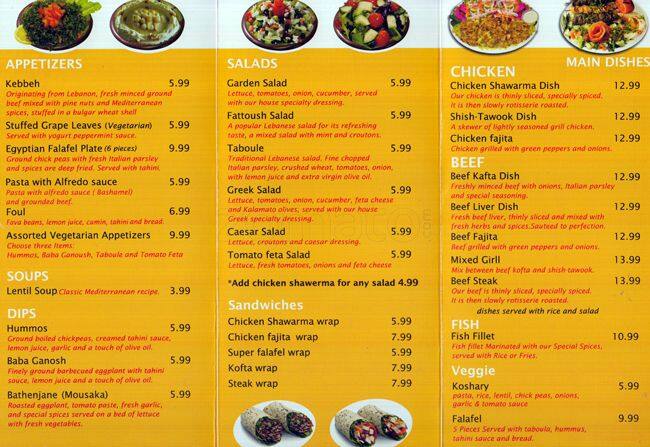 Alf Hana Shawarma Hut Menu, Menu for Alf Hana Shawarma Hut, Mississauga ...