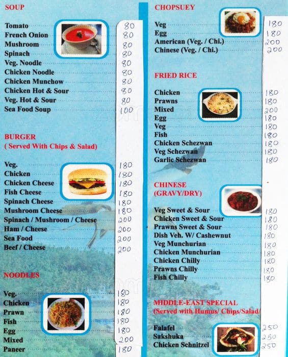 Sea Bird Shack menu