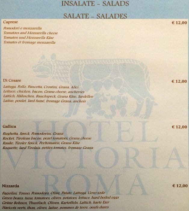 Menu di Belisario Restaurant - Hotel Vittoria 