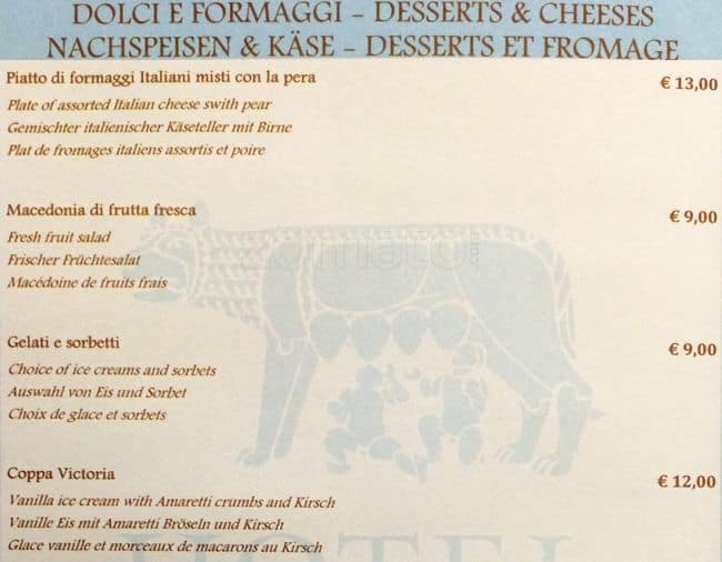 Menu di Belisario Restaurant - Hotel Vittoria 