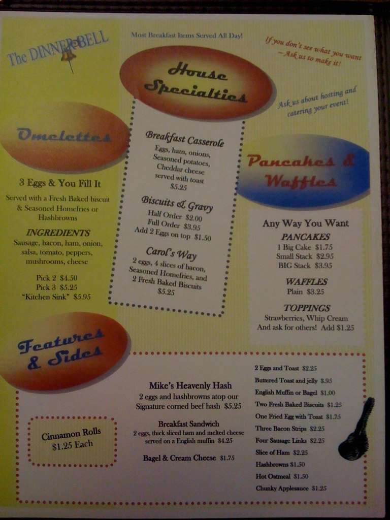 The Dinner Bell Menu, Menu for The Dinner Bell, Flora, Lafayette Urbanspoon/Zomato