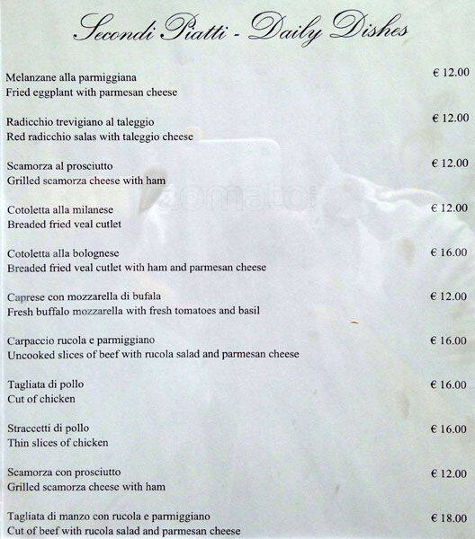 Menu di Galleria Sciarra 
