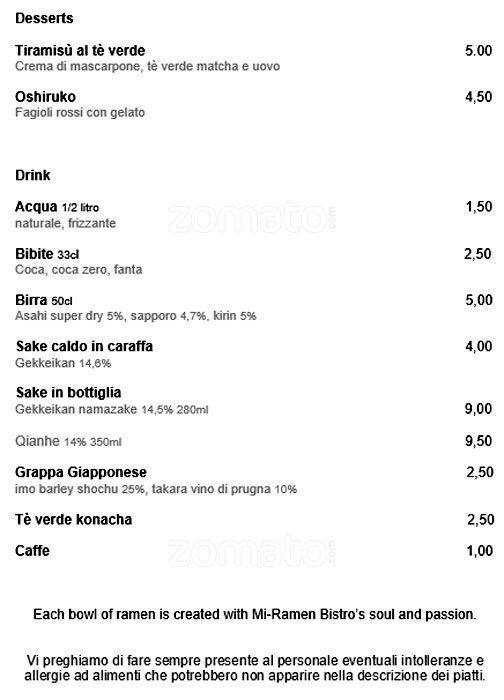 Menu di Mi-Ramen Bistrò 
