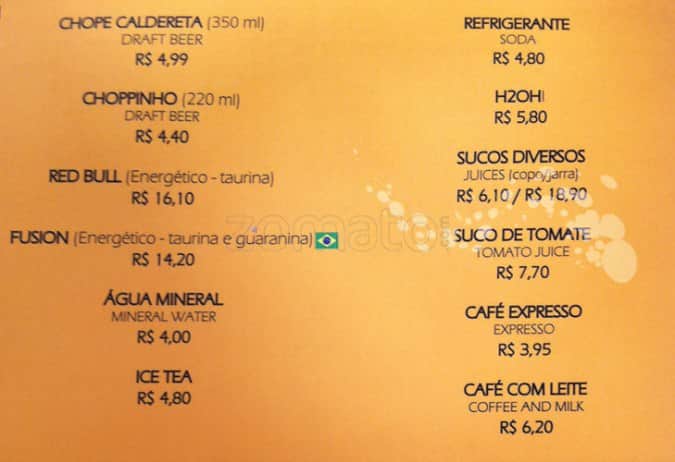 Barthodomeu cardápio