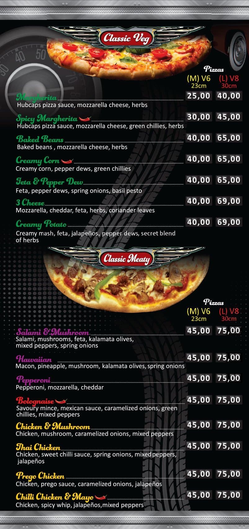 Hubcaps Woodfired Pizza Menu, Menu for Hubcaps Woodfired Pizza