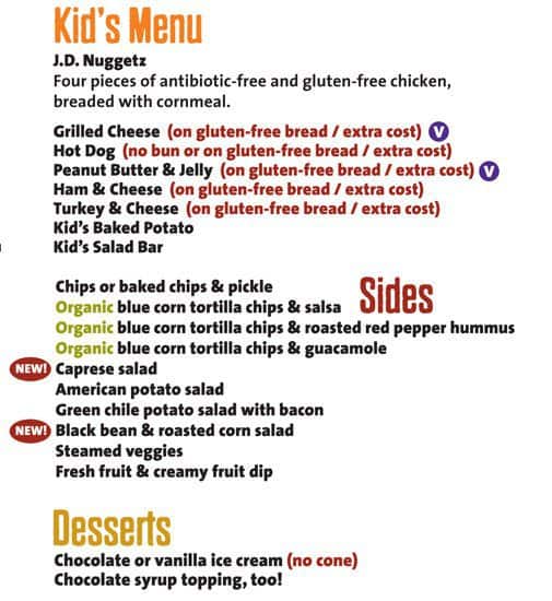 Menu at Jason's Deli restaurant, Arlington, 780 W Road to Six Flags St