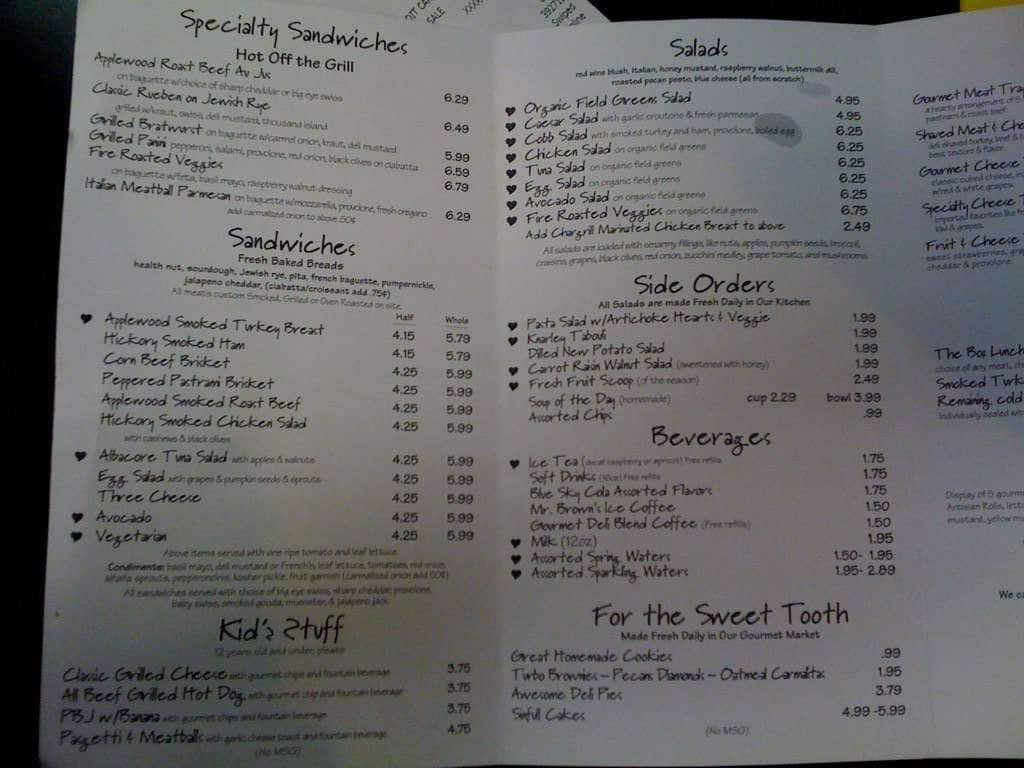 Menu at Boston Deli Grill & Market restaurant, Tulsa