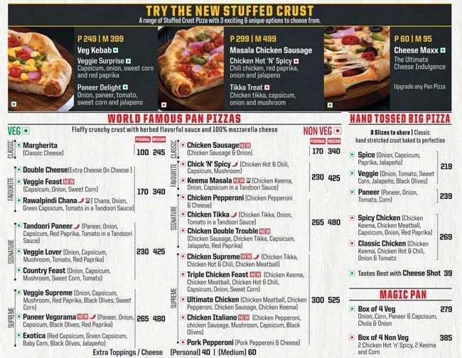 Pizza Hut menu, Menu restauracji Pizza Hut, Arera Colony, Bhopal Zomato