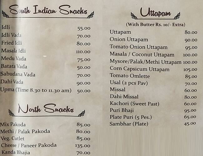 Jyoti Pure Veg menu