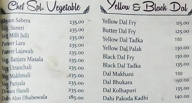Jyoti Pure Veg menu