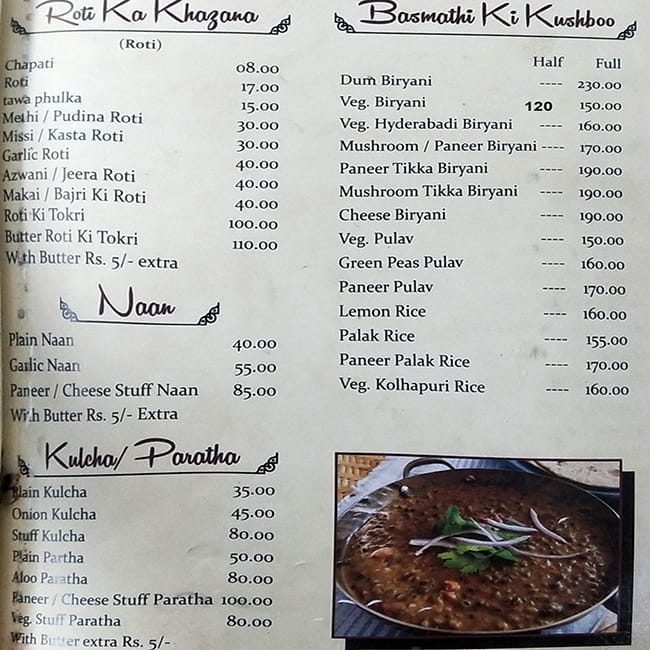 Jyoti Pure Veg menu