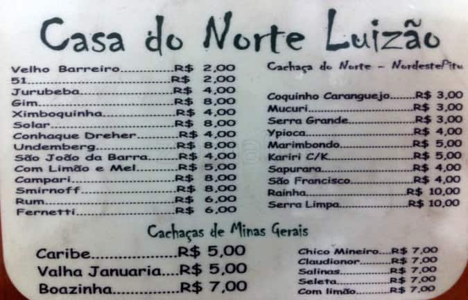 Casa do Norte Luizão cardápio