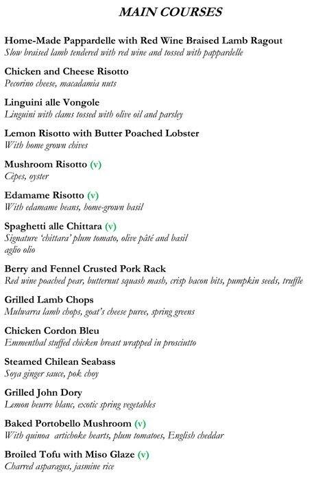 The Colonnade - Rajmahal Palace RAAS menu