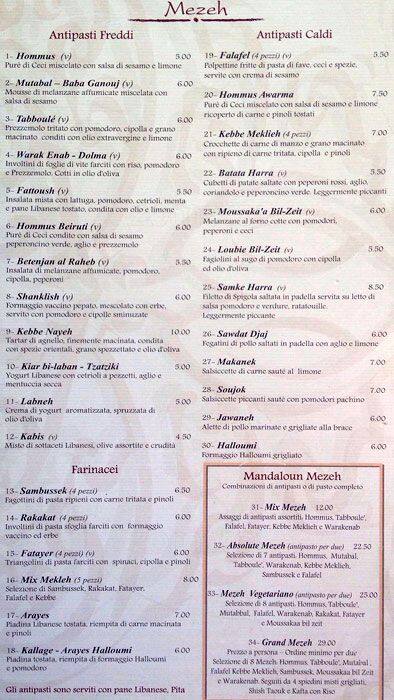 Menu di Mandaloun 