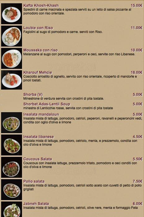 Menu di Mandaloun 